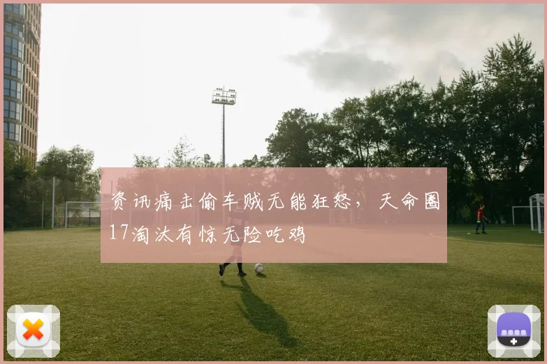 资讯痛击偷车贼无能狂怒，天命圈17淘汰有惊无险吃鸡